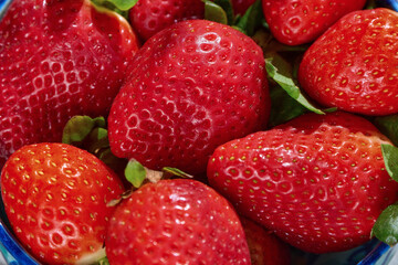 Red strawberries background