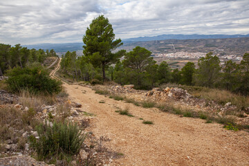 Hiking trail landscape in Sierra de Irta National Park Spain