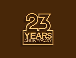 23 years anniversary design line style with square golden color isolated on brown background can be use for special moment celebration - obrazy, fototapety, plakaty