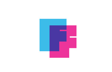 Obraz premium intersected F letter logo icon for company. Blue and pink alphabet design for corporate and business