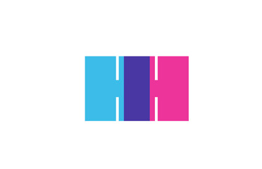 intersected H letter logo icon for company. Blue and pink alphabet design for corporate and business