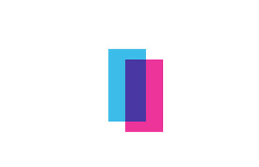 intersected I letter logo icon for company. Blue and pink alphabet design for corporate and business