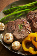 grilled beef steak with vegetables