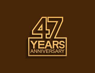 47 years anniversary design line style with square golden color isolated on brown background can be use for special moment celebration