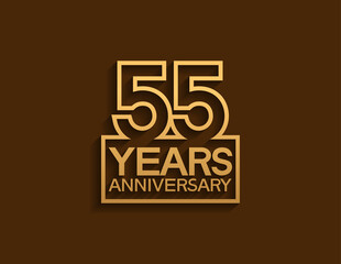 55 years anniversary design line style with square golden color isolated on brown background can be use for special moment celebration