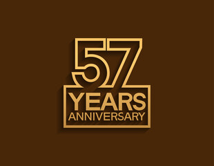 57 years anniversary design line style with square golden color isolated on brown background can be use for special moment celebration