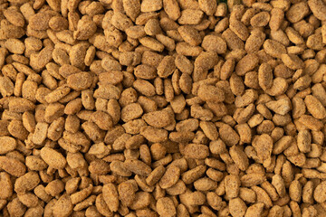top view close-up of dry pet food