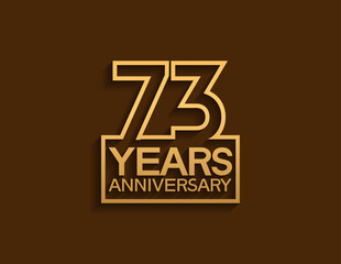 73 years anniversary design line style with square golden color isolated on brown background can be use for special moment celebration