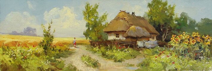 Obrazy  landscape in the village
