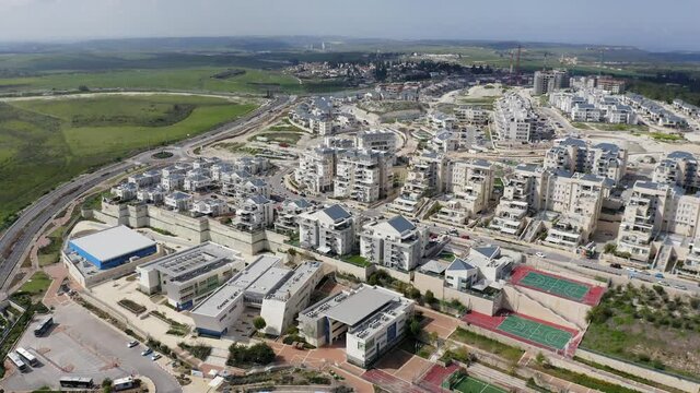 Aerial view of Yokneam illt, a small town in Northern Israel.
