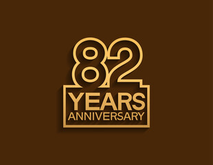 82 years anniversary design line style with square golden color isolated on brown background can be use for special moment celebration