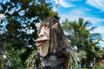 Colorful traditional mask at maskfestival in Rabaul Papua New Guinea.