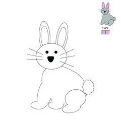 Coloring. Hare. For children from 2 years old. Child development. Coloring. Hare. For children from 2 years old. Child development. Pink, gray..