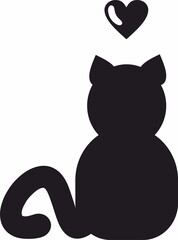 Black fat cat silhouette, vector icon