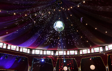 Disco blall at the dance floor big tent ceiling