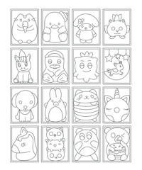 Pack of Squishy Colouring Page Vectors
