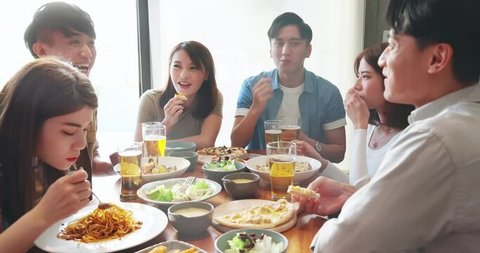 friends dine together in restaurant