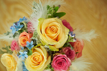 Wedding bouquet of various flowers 