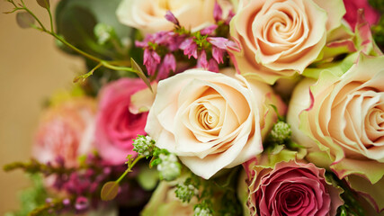Wedding bouquet of various flowers 