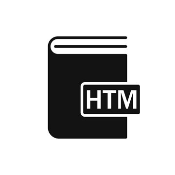 Black Book HTM format icon. Vector illustration