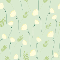Floral seamless pattern on a green background