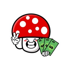 cute mushroom cartoon mascot character funny expression