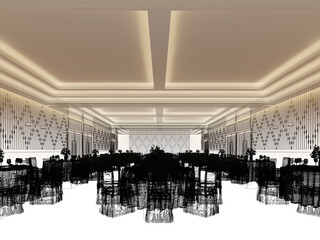 banquet hall design, 3d rendering
