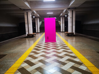pink terminal in the metro in the middle of the metro station