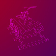 Handcar transportation. Draisine or rail vehicle. Wireframe low poly mesh vector illustration.