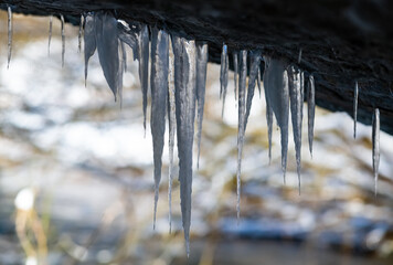 Eizzapfen Winter Makro transparent klar durchscheinend Detail Tropfen klar kristall gefroren Frost...