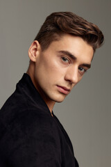 Fototapeta premium handsome man attractive look luxury fashion close up