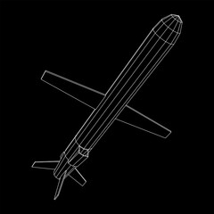 Flying supersonic cruise missile. Wireframe low poly mesh vector illustration