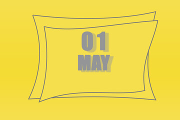calendar date in a frame on a refreshing yellow background in absolutely gray color. May 1 the first day of the month