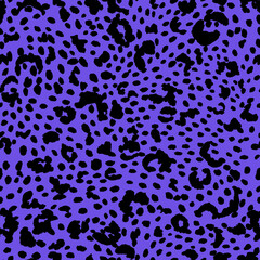 Abstract modern leopard seamless pattern. Animals trendy background. Purple and black decorative vector stock illustration for print, card, postcard, fabric, textile. Modern ornament of stylized skin