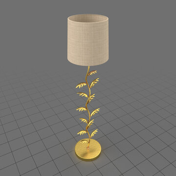 Floor lamp decorated with leaves