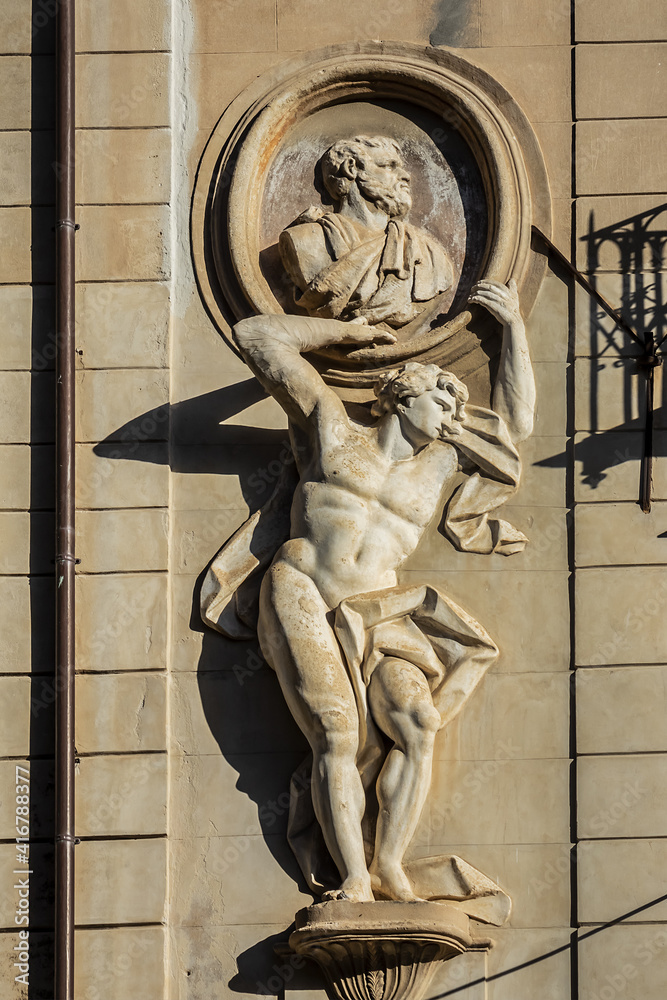 Wall mural fragments of the beautiful architecture of ancient buildings in palermo. italy, sicily.