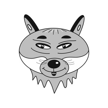 Cartoon wolf illustration. Idea for logos, icons, decors, gifts, books. Isolated vector illustration. Ready-made art.