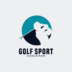 Golf player Logo design vector template. Elite Luxury Gold Golf club