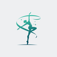 Rhythmic gymnast in professional arena logo