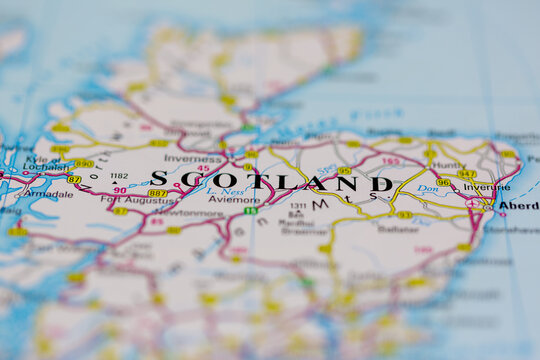 02-26-2021 Portsmouth, Hampshire UK Scotland shown on a Road map or a geography map