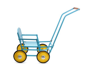 Toy stroller isolated on white.
