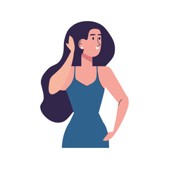 beautiful sexy girl with blue dress vector illustration design