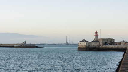Dun Laoghaire Harbour's East Pier Lighthouse in Dublin, Ireland