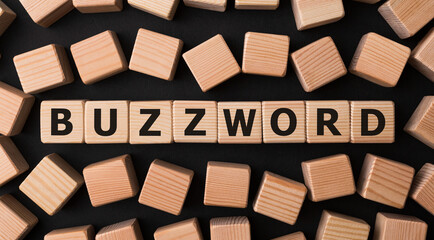 Word BUZZWORD made with wood building blocks