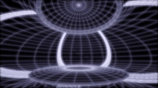 Sci-fi synthwave cave 3d render illustration