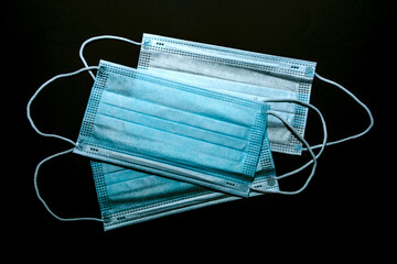 Medical face masks . Protection against coronavirus, flu and other airborne infection. Copy space