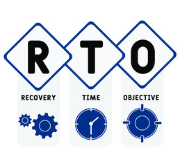 RTO - Recovery Time Objective  acronym. business concept background.  vector illustration concept with keywords and icons. lettering illustration with icons for web banner, flyer, landing page