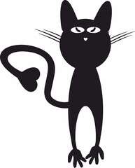 Black fat cat silhouette, vector icon
