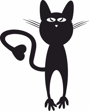 Black fat cat silhouette, vector icon