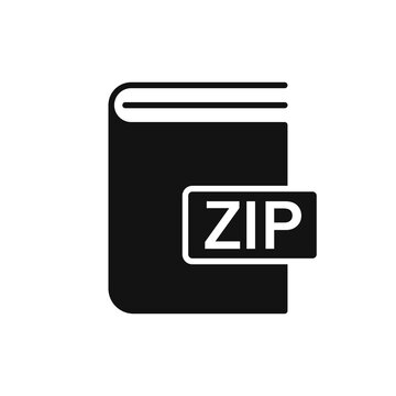 Black Book ZIP format icon. Vector illustration